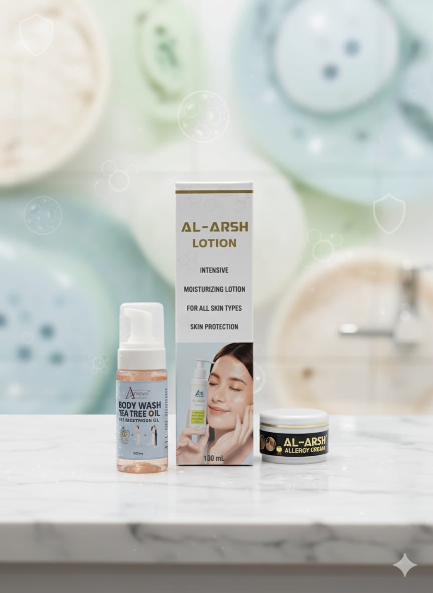 Al Arsh & ASB Complete Allergy Care Combo | Cream + Lotion + Bodywash