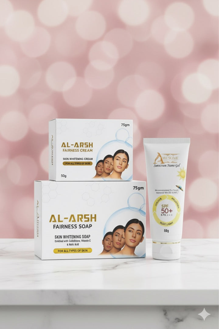 ASB & AL ARSH Radiant Glow Combo (Soap + Cream + Nano Gel Sunscreen)