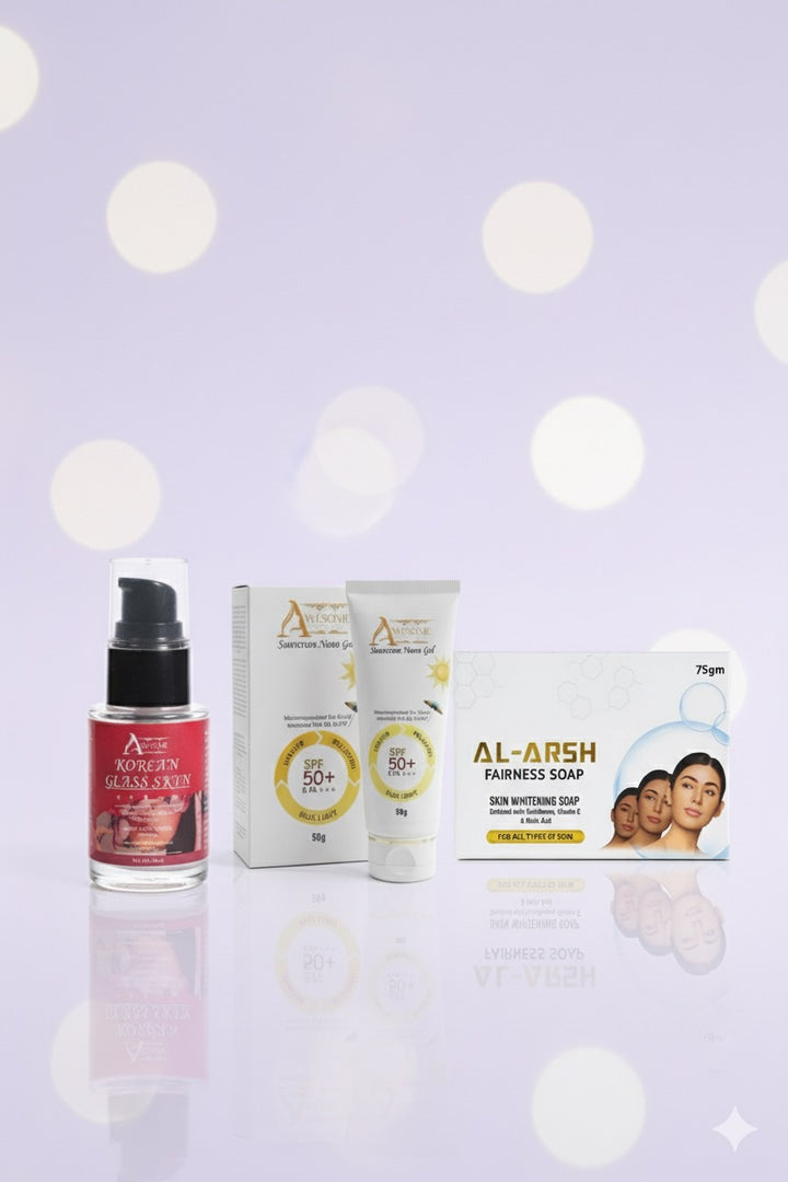 ASB Korean Glass Glow Combo — Cleanse ✨ Hydrate 💧 Protect ☀️