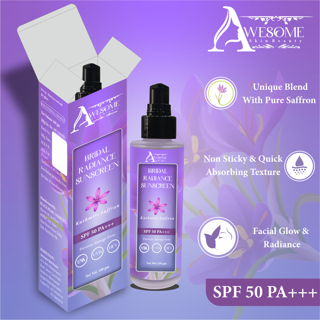 Saffron Sunscreen SPF 50 PA+++ Day sunscreen with saffron for Glow
